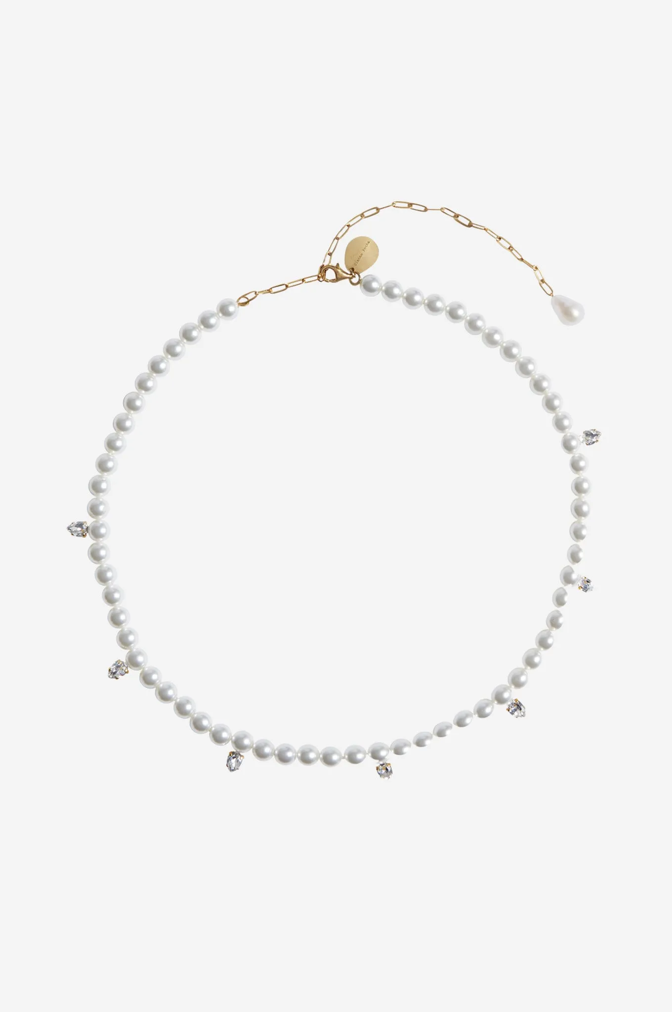 Pearl Crystal Dagger Choker Necklace sold by Simone Rocha