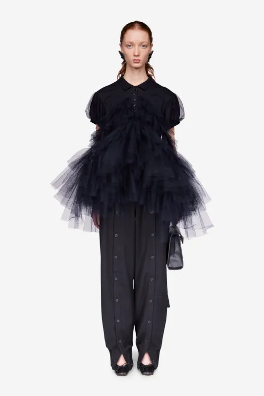 Puff Sleeve Tulle Frill Polo Shirt sold by Simone Rocha