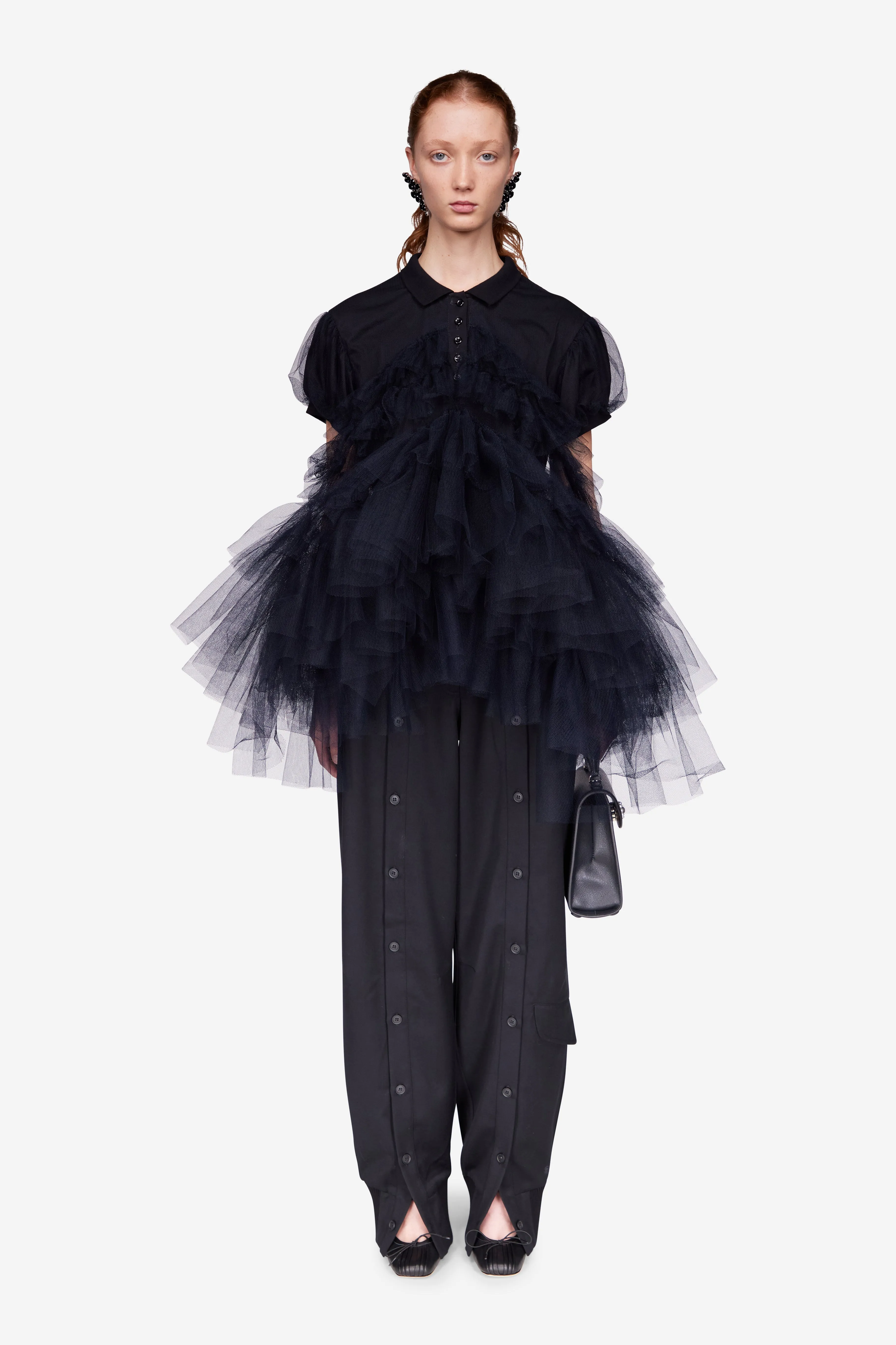 Puff Sleeve Tulle Frill Polo Shirt sold by Simone Rocha