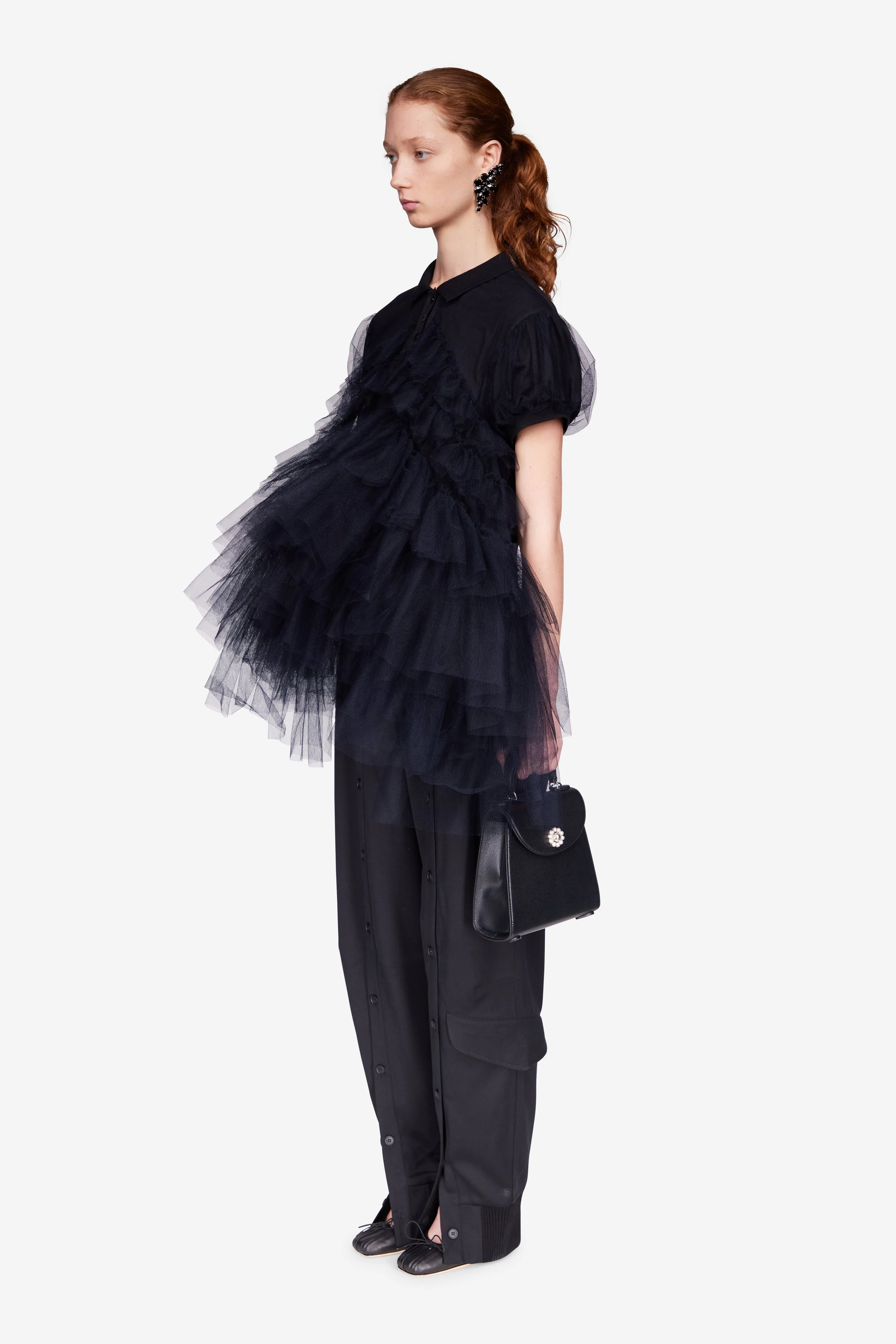 Puff Sleeve Tulle Frill Polo Shirt sold by Simone Rocha product image thumbnail 2