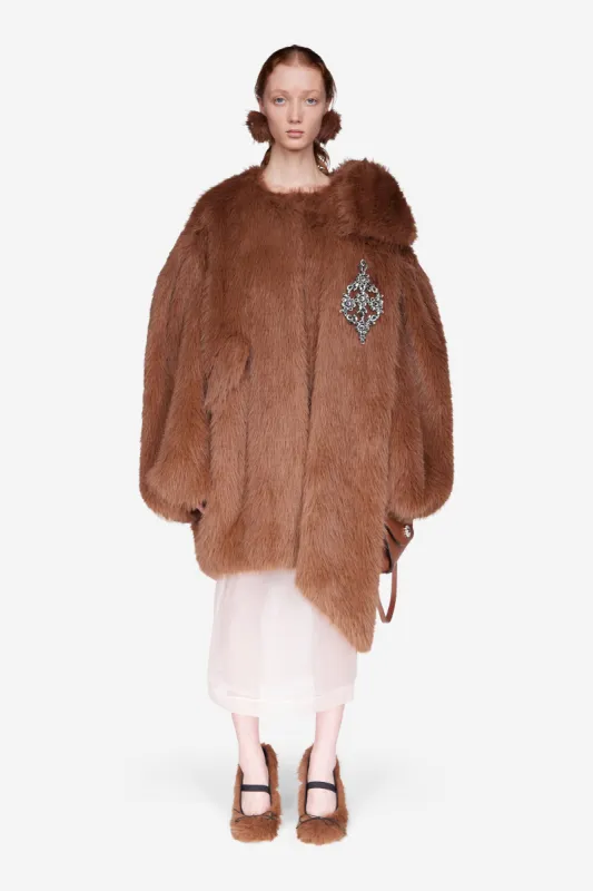 Embellished Faux Fur Coccoon Bow Coat made by Simone Rocha