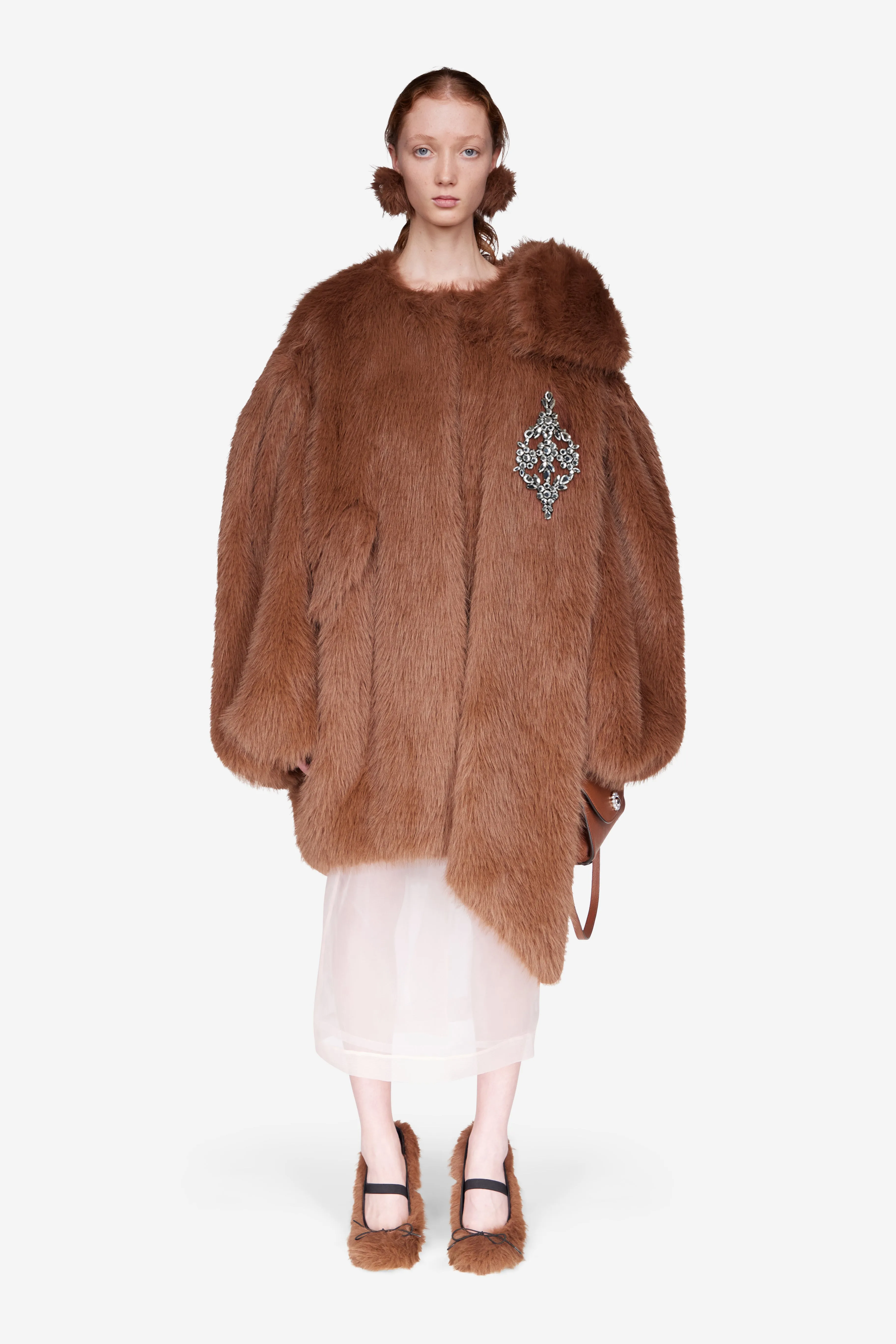 Embellished Faux Fur Coccoon Bow Coat sold by Simone Rocha