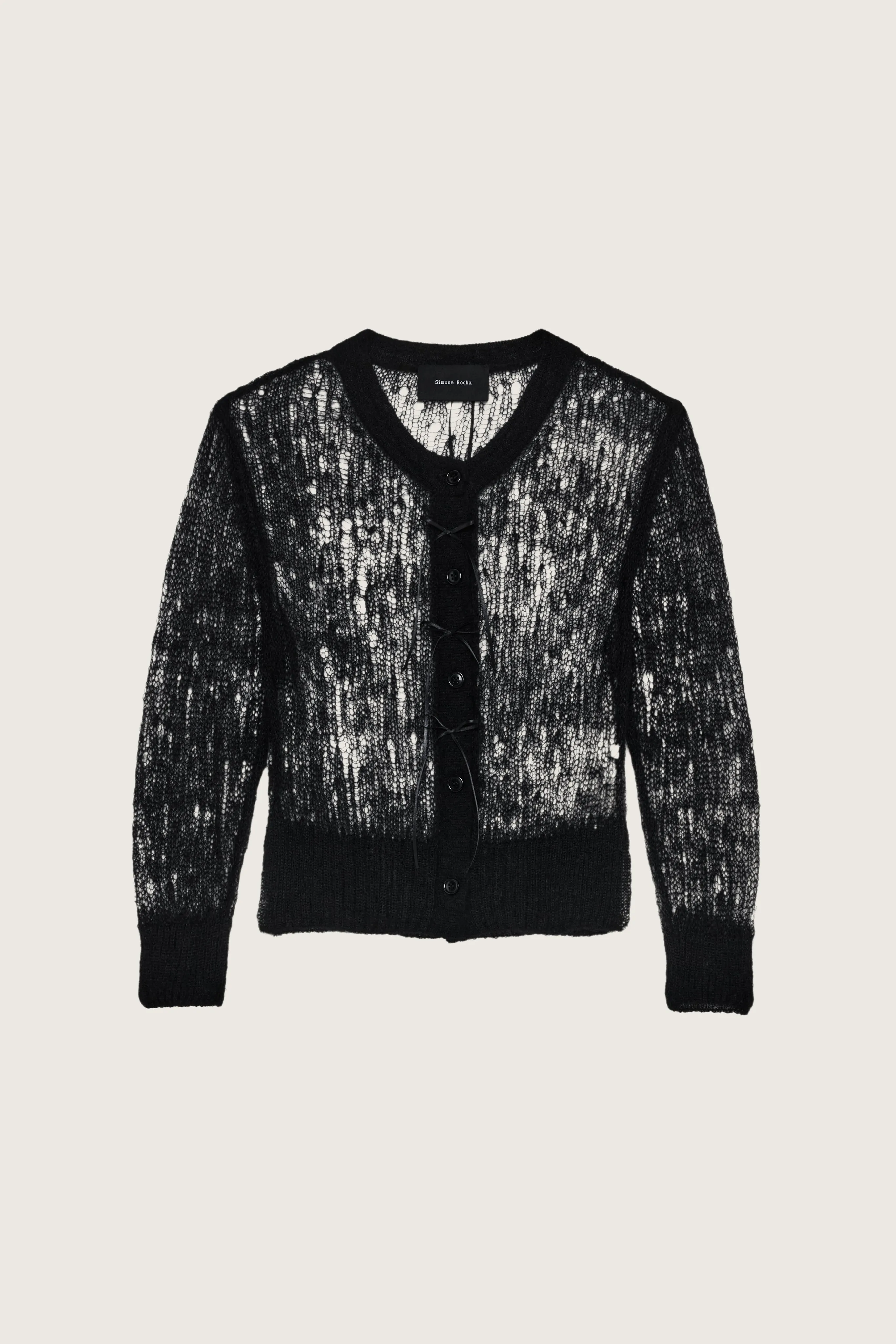 Cropped Mohair Bow Ribbon Cardigan sold by Simone Rocha