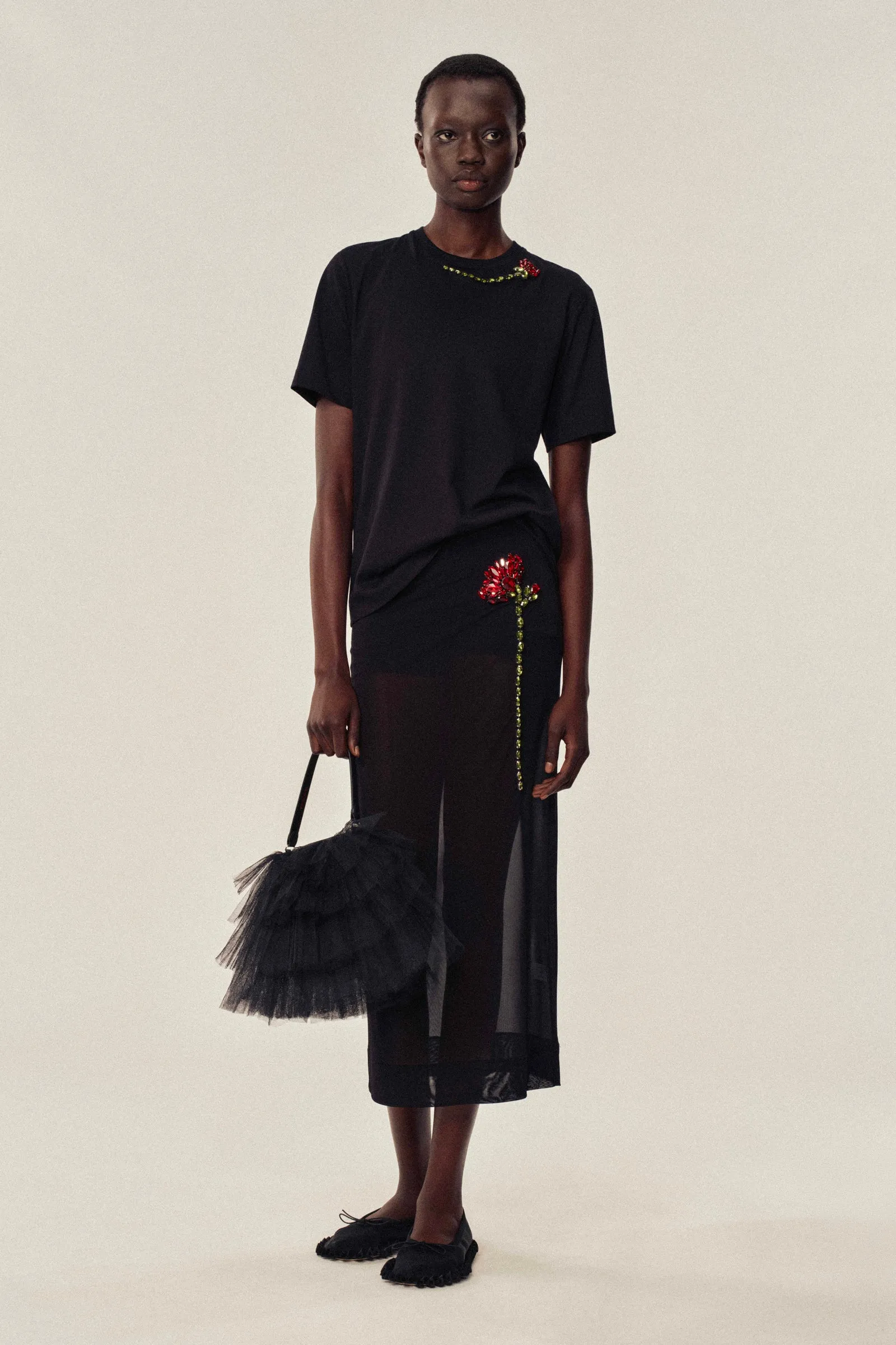 Embellished Carnation Column Skirt sold by Simone Rocha