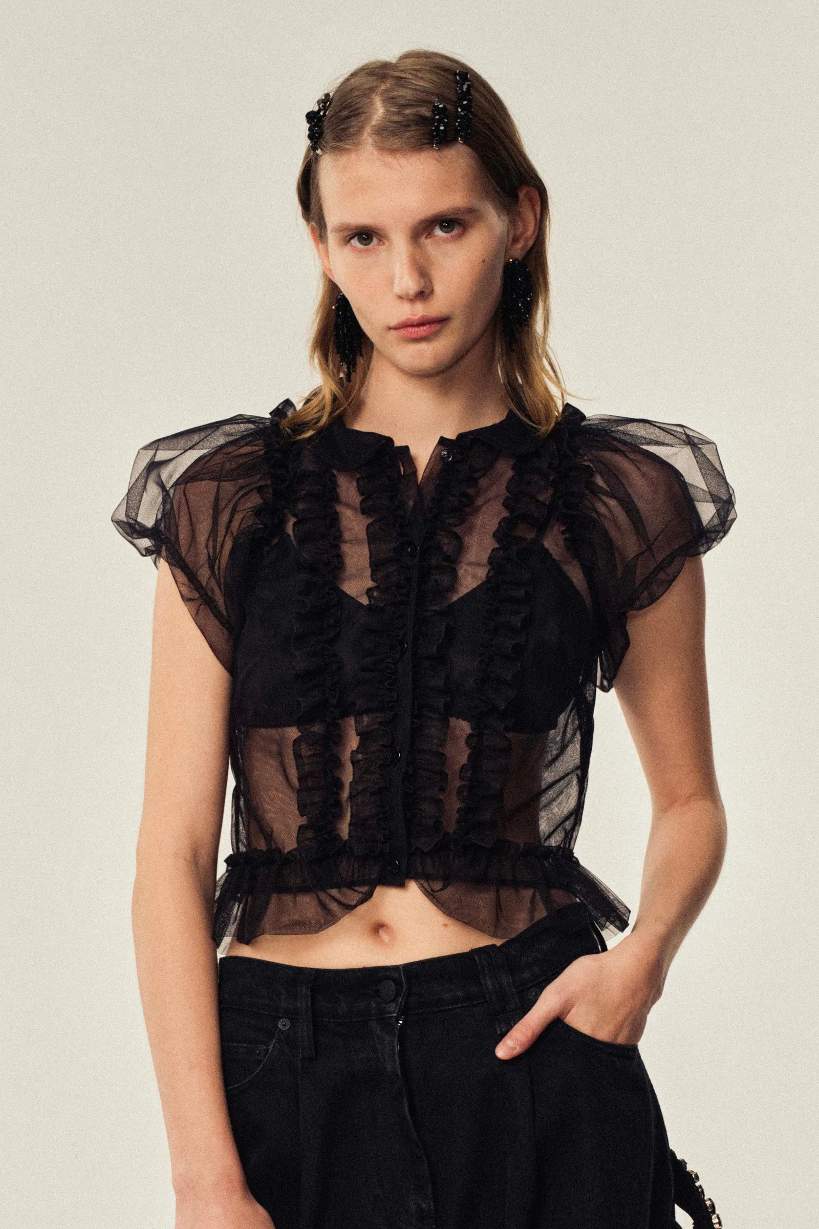 Cropped Ruffle Frill Shirt sold by Simone Rocha