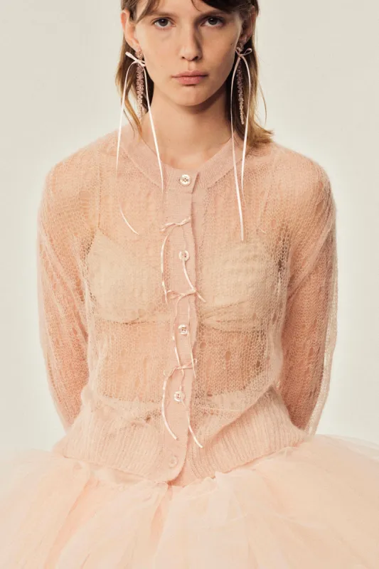 Cropped Mohair Bow Ribbon Cardigan sold by Simone Rocha