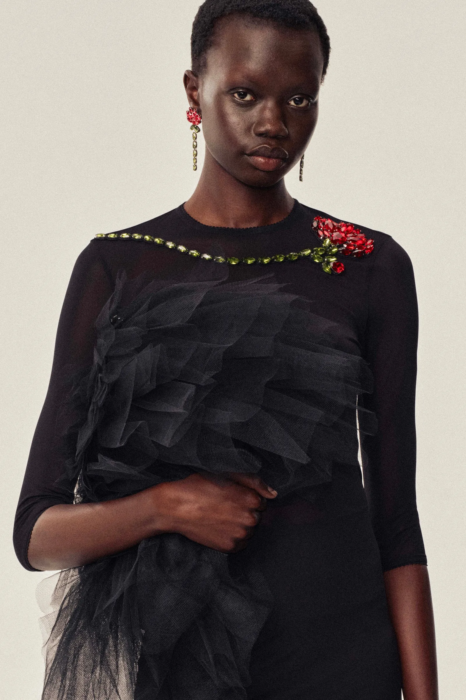 Embellished Carnation Fitted Mesh Dress sold by Simone Rocha product image thumbnail 3