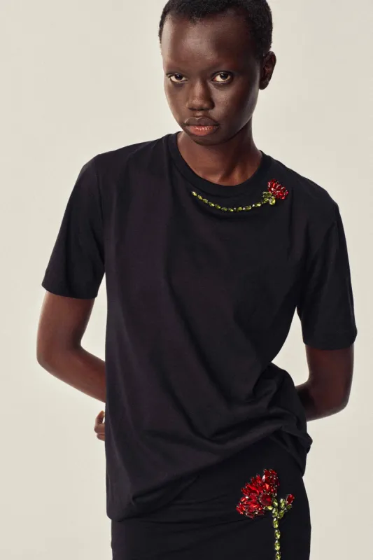 Embellished Flower T-Shirt sold by Simone Rocha