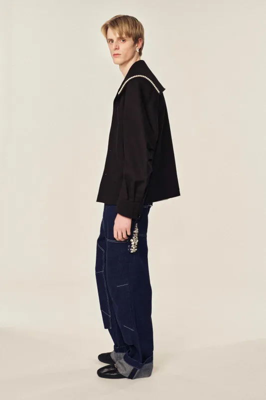 Embellished Workwear Jeans made by Simone Rocha