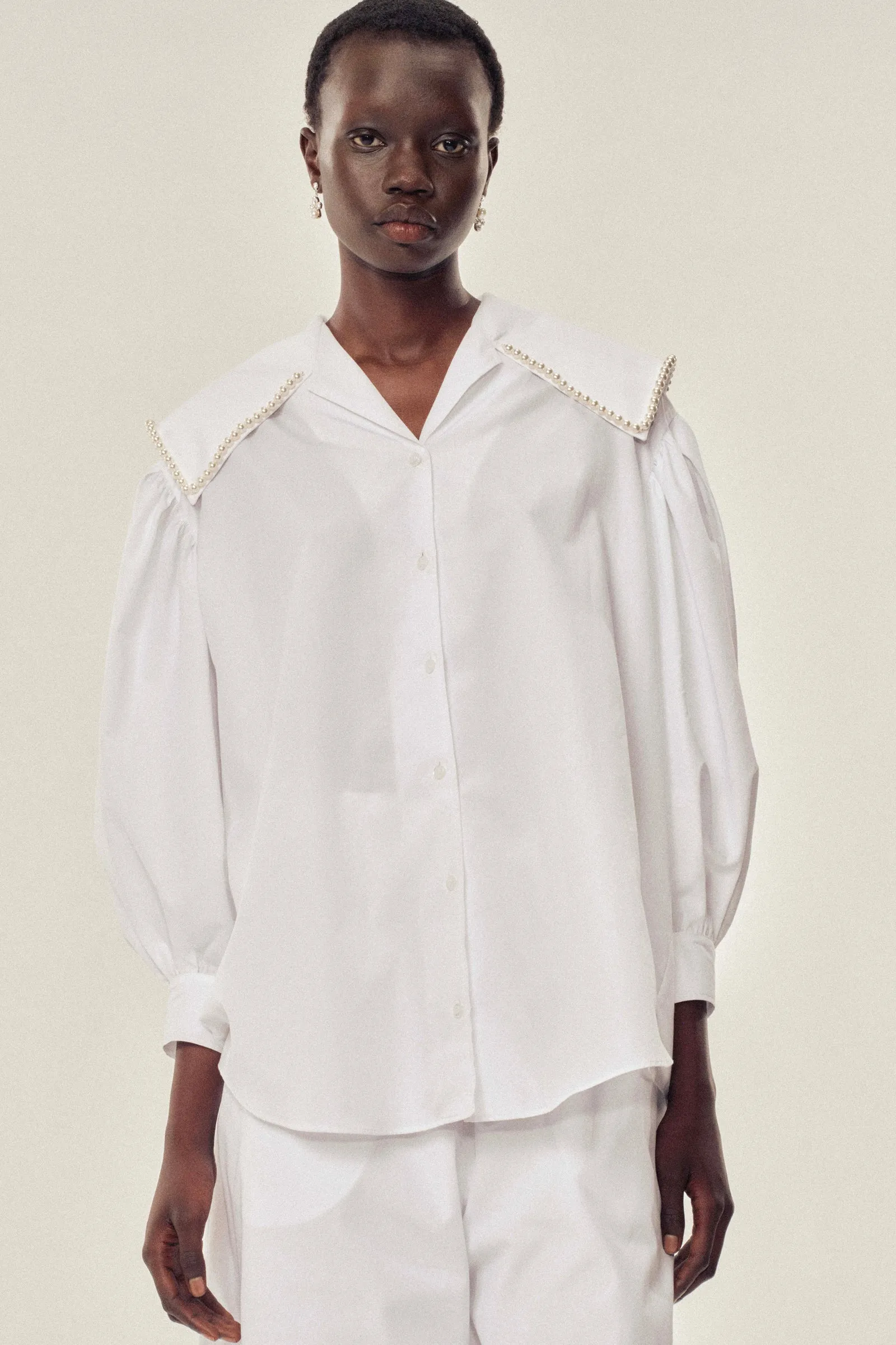 Beaded Sailor Collar Puff Sleeve Shirt sold by Simone Rocha product image thumbnail 2