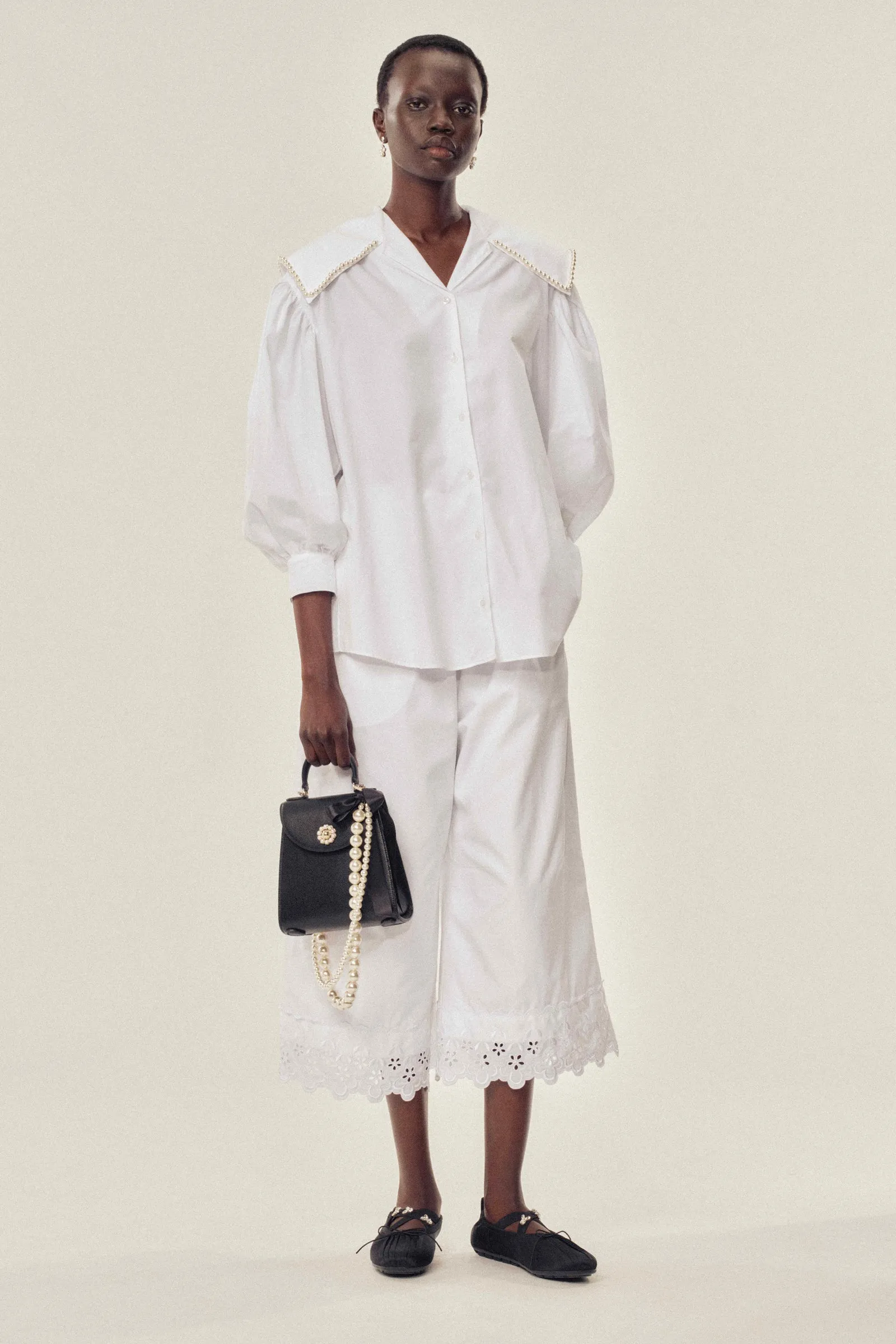 Beaded Sailor Collar Puff Sleeve Shirt sold by Simone Rocha product image thumbnail 3