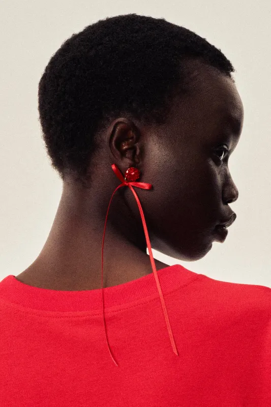 Slim Bow Ribbon Stud Earrings sold by Simone Rocha