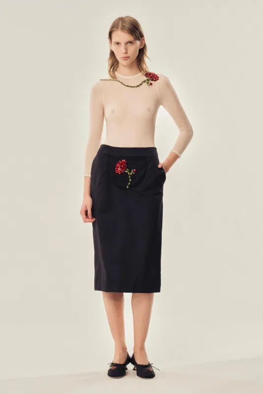 Embellished Flower Peek-A-Boo Skirt sold by Simone Rocha