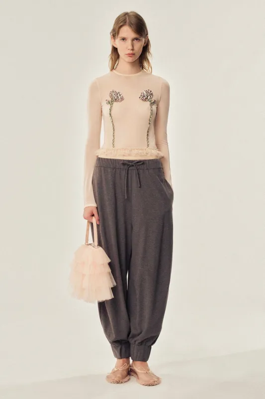 Embellished Double Carnation Mesh Top sold by Simone Rocha