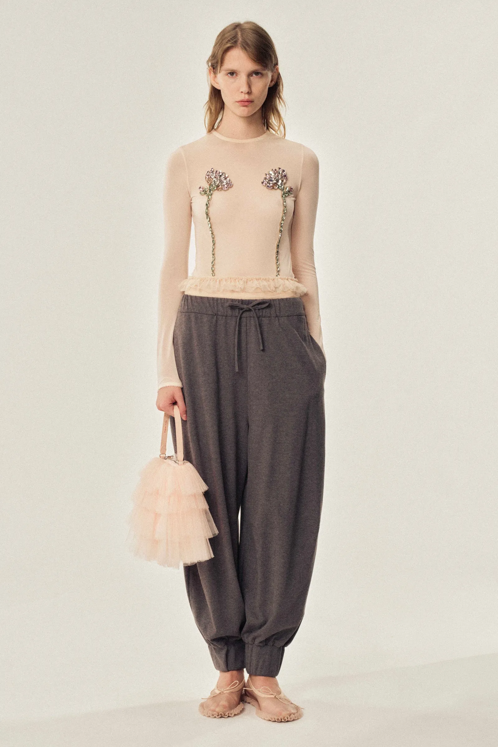 Embellished Double Carnation Mesh Top sold by Simone Rocha