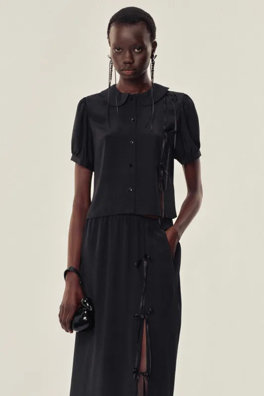 Cropped Bow Slit Puff Sleeve Shirt sold by Simone Rocha