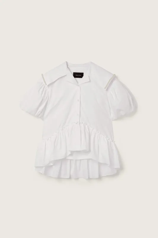 Beaded Cropped Sailor Collar Puff Sleeve Shirt sold by Simone Rocha