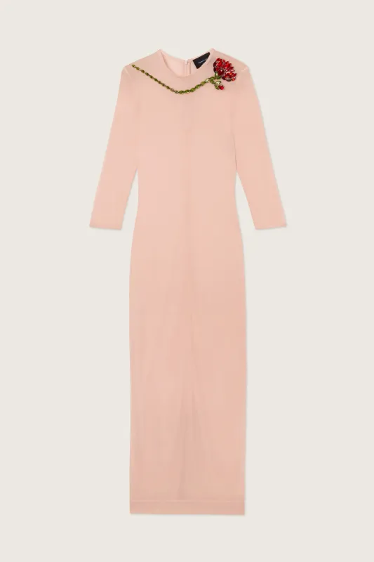 Embellished Carnation Fitted Mesh Dress made by Simone Rocha