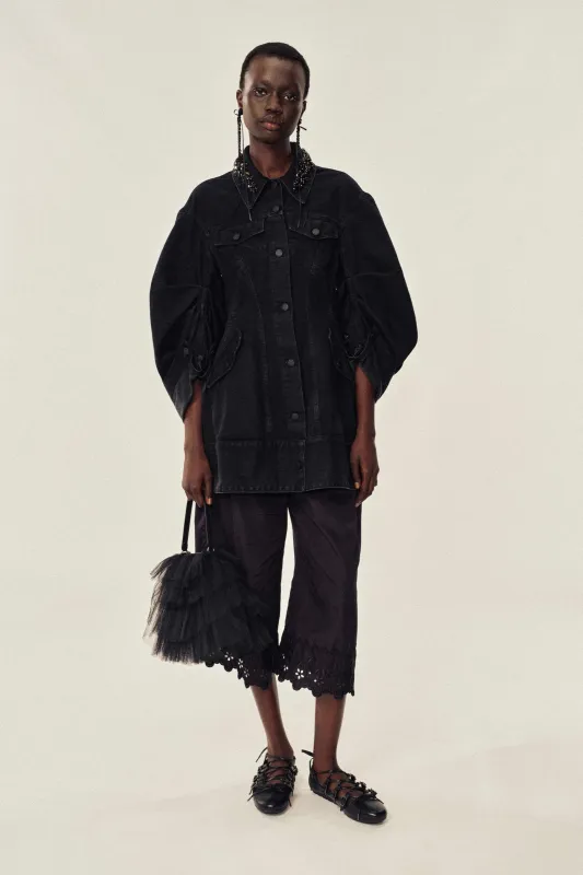 Embellished Sculpted Short Denim Coat made by Simone Rocha