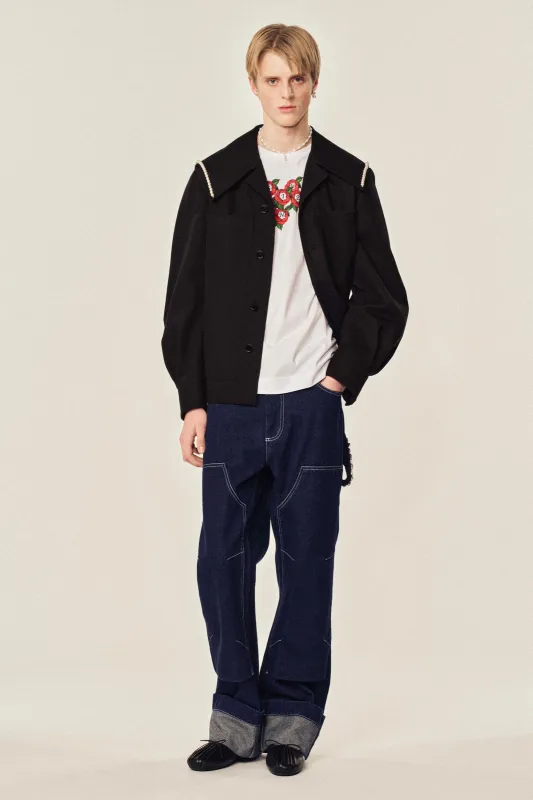 Beaded Sailor Collar Workwear Jacket sold by Simone Rocha