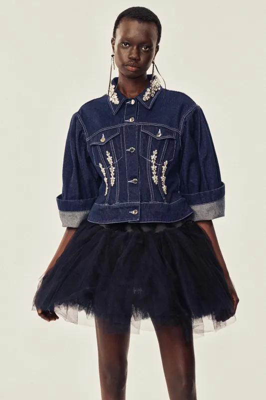 Turbo Embellished Sculpted Denim Jacket made by Simone Rocha