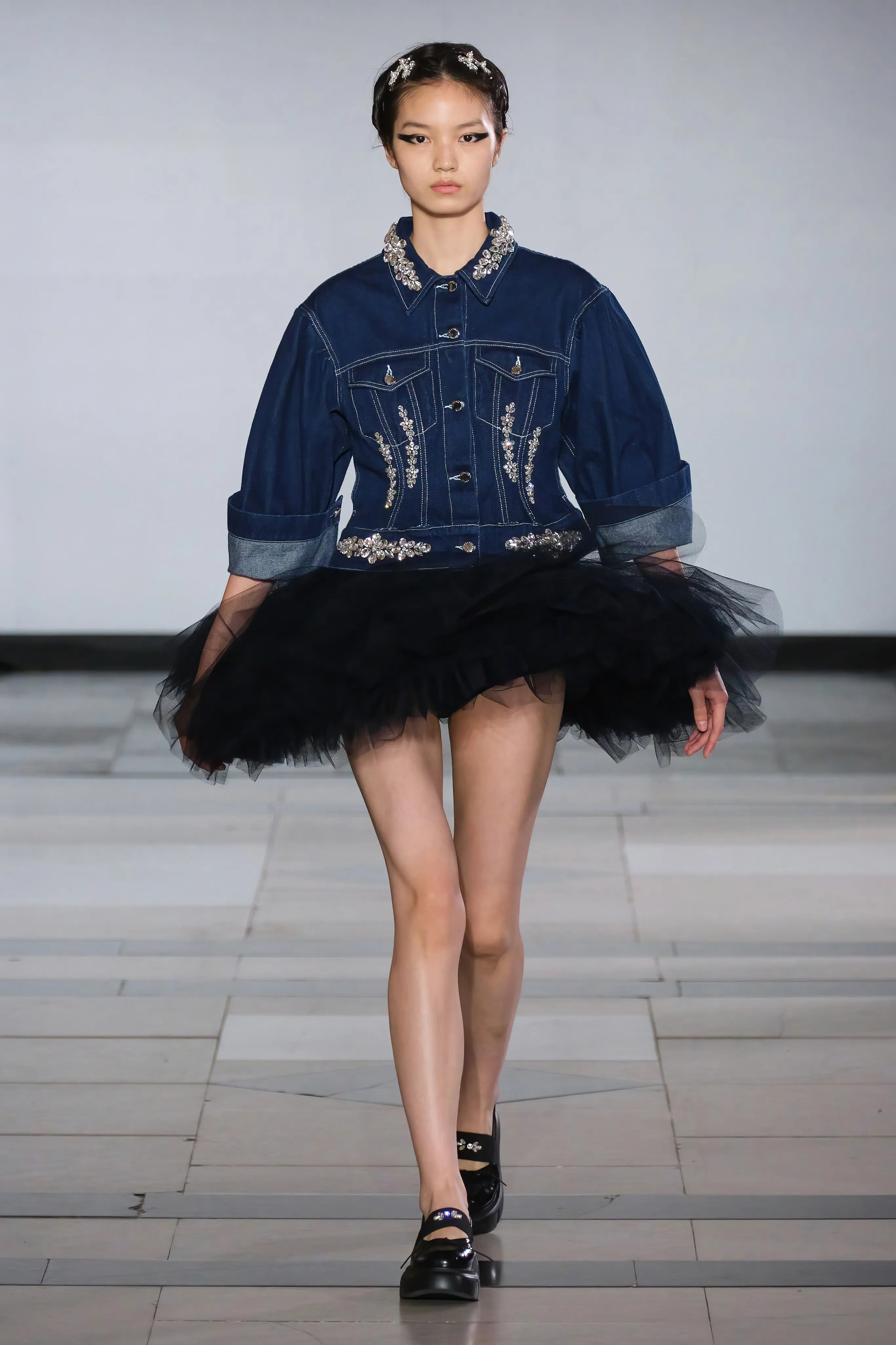 Turbo Embellished Sculpted Denim Jacket sold by Simone Rocha product image thumbnail 4