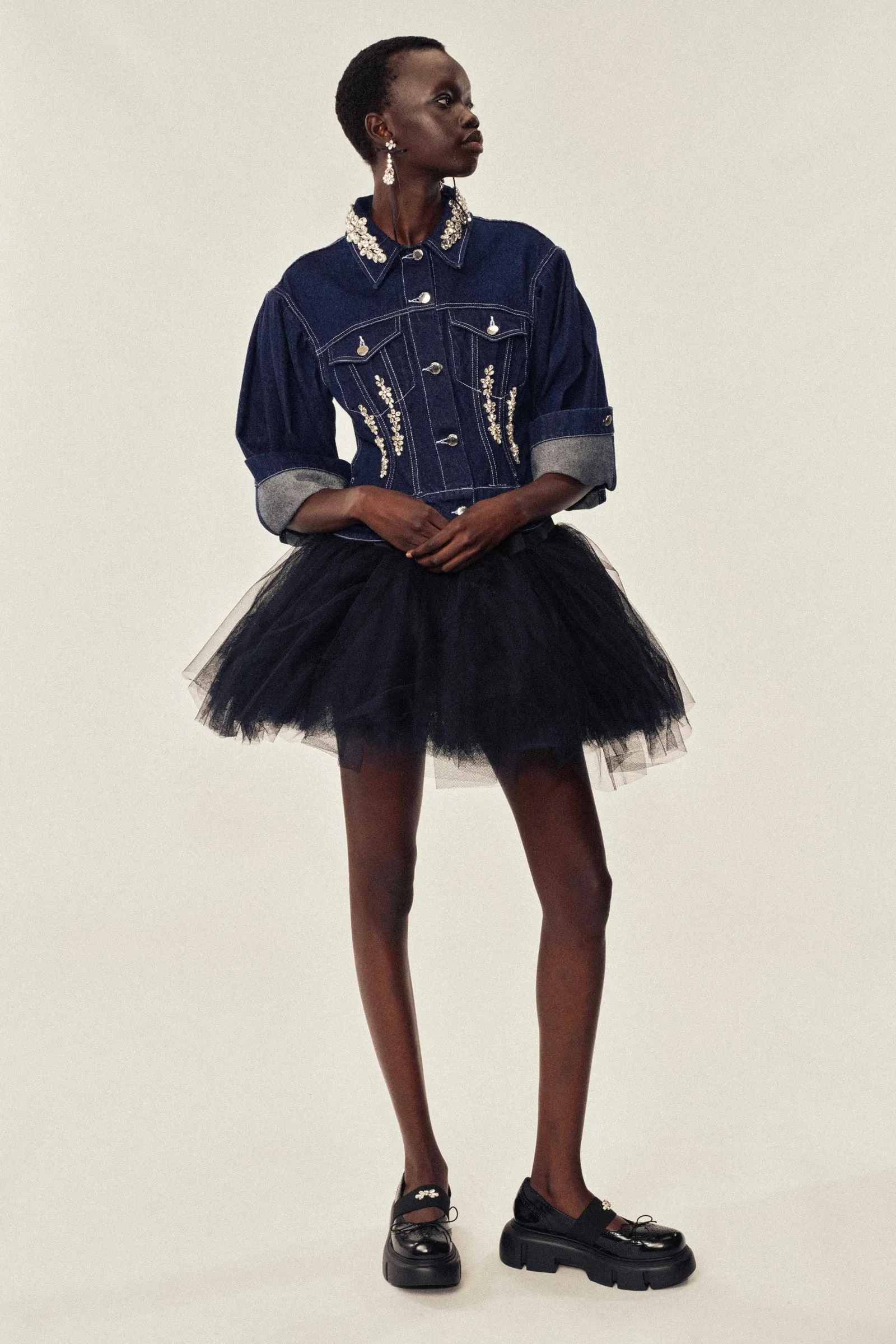 Turbo Embellished Sculpted Denim Jacket sold by Simone Rocha product image thumbnail 2