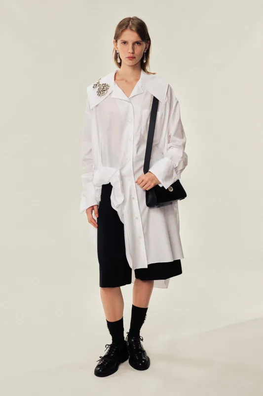 Embellished Carnation Gathered Slit Shirt made by Simone Rocha