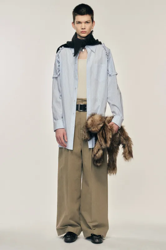 Ruffle Shoulder Patch Tunic Shirt made by Simone Rocha