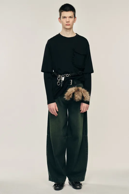 Layered Ruffle Pocket Long Sleeve T-Shirt sold by Simone Rocha