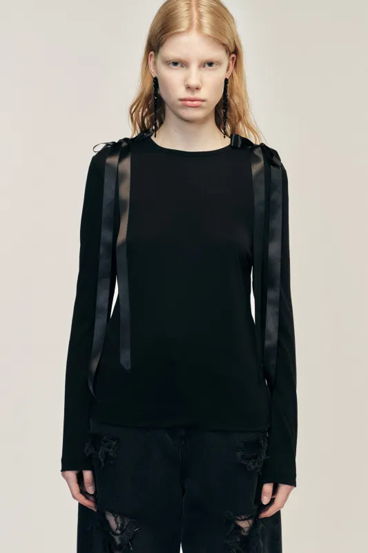 Bow Ribbon Tail Long Sleeve T-Shirt sold by Simone Rocha