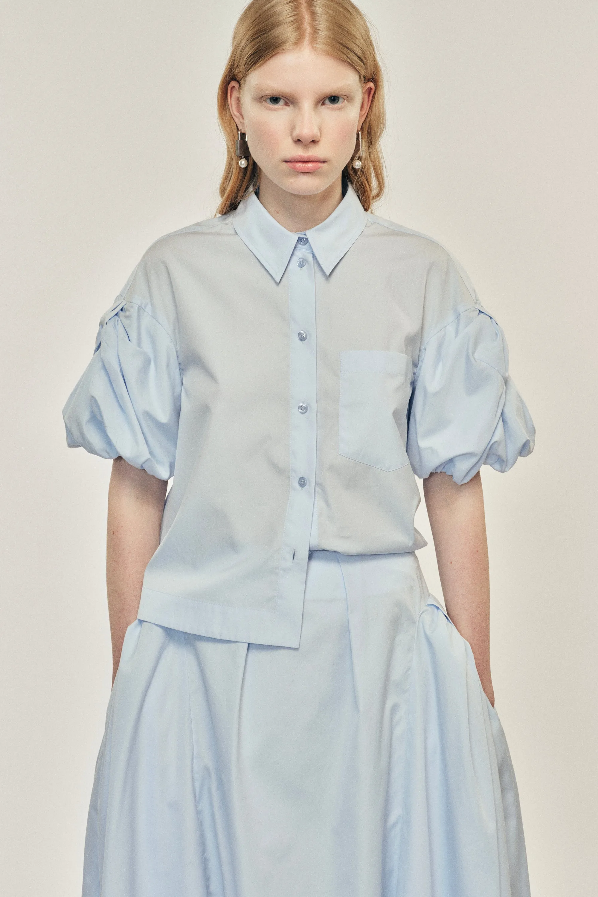 Cropped Bow Puff Sleeve Shirt sold by Simone Rocha