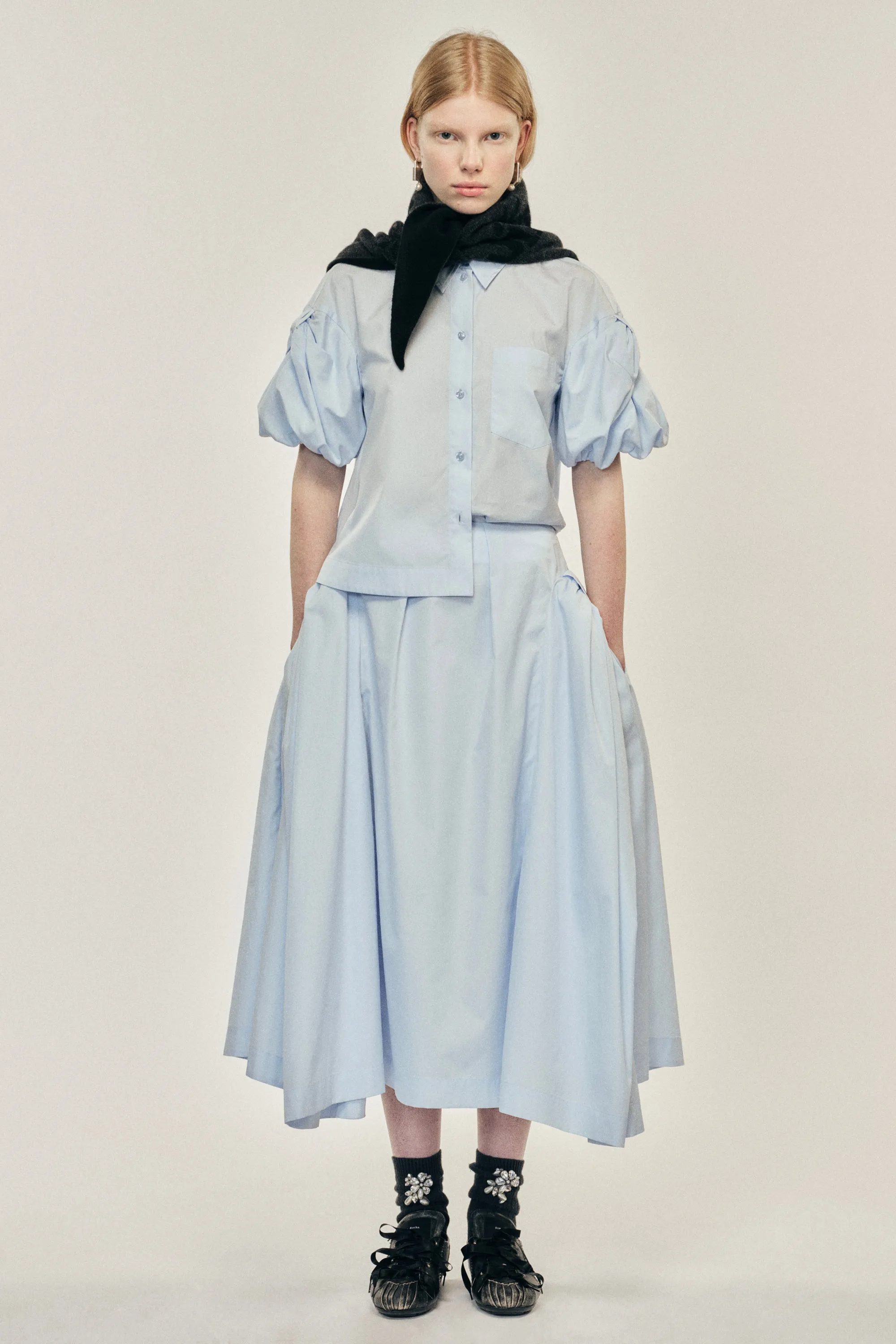 Cropped Bow Puff Sleeve Shirt sold by Simone Rocha product image thumbnail 4