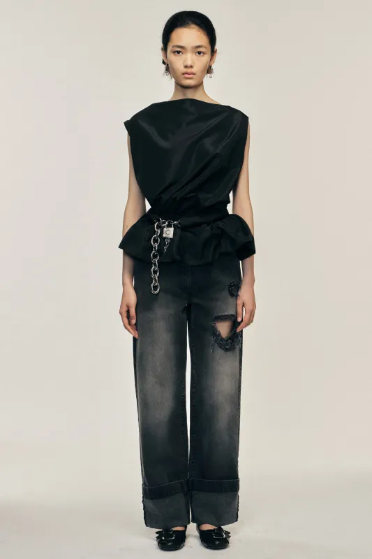 Draped Bind Peplum Top made by Simone Rocha
