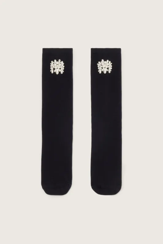 Beaded Flower Cluster Socks made by Simone Rocha