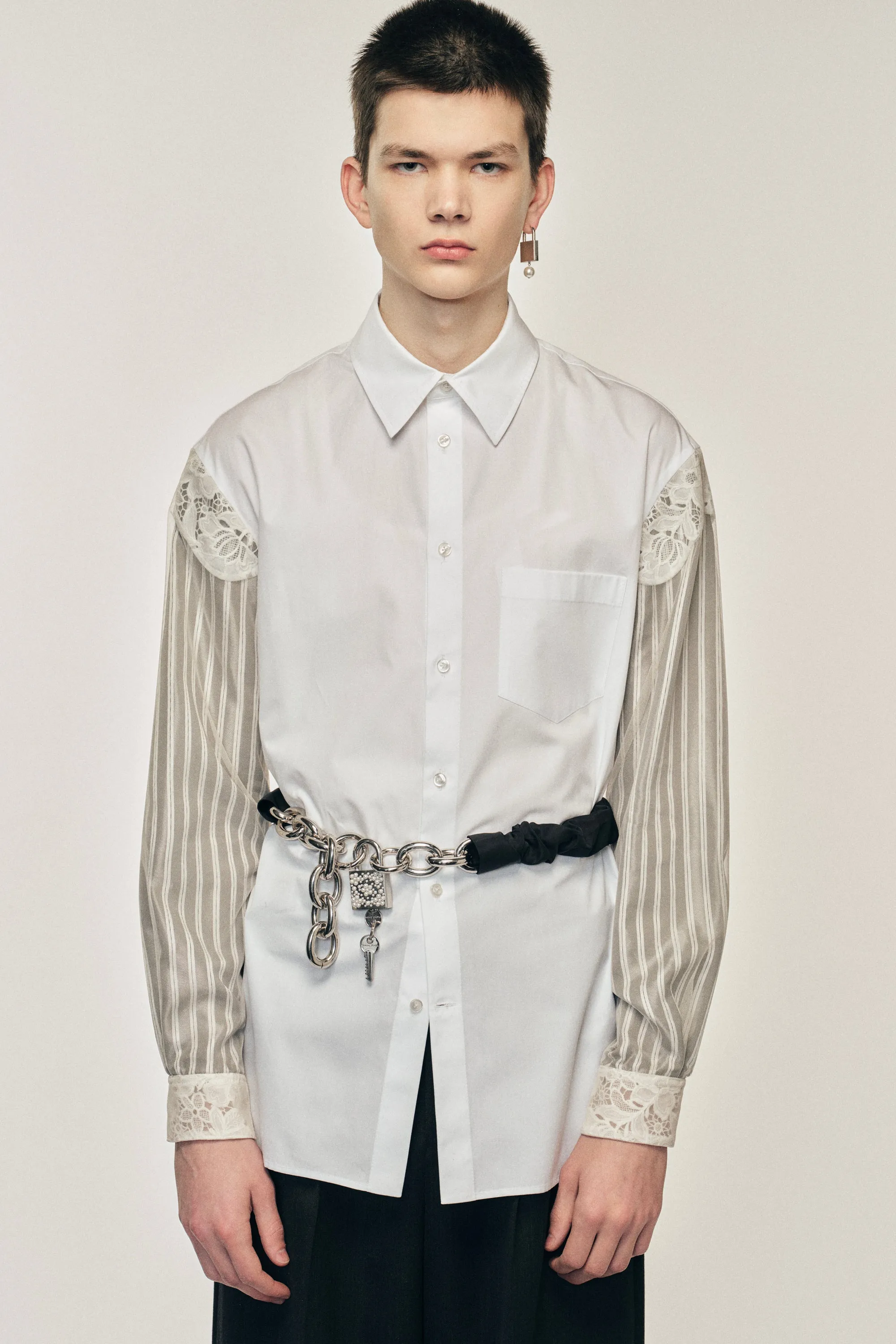 Trapped Lace Patchwork Easy Shirt sold by Simone Rocha