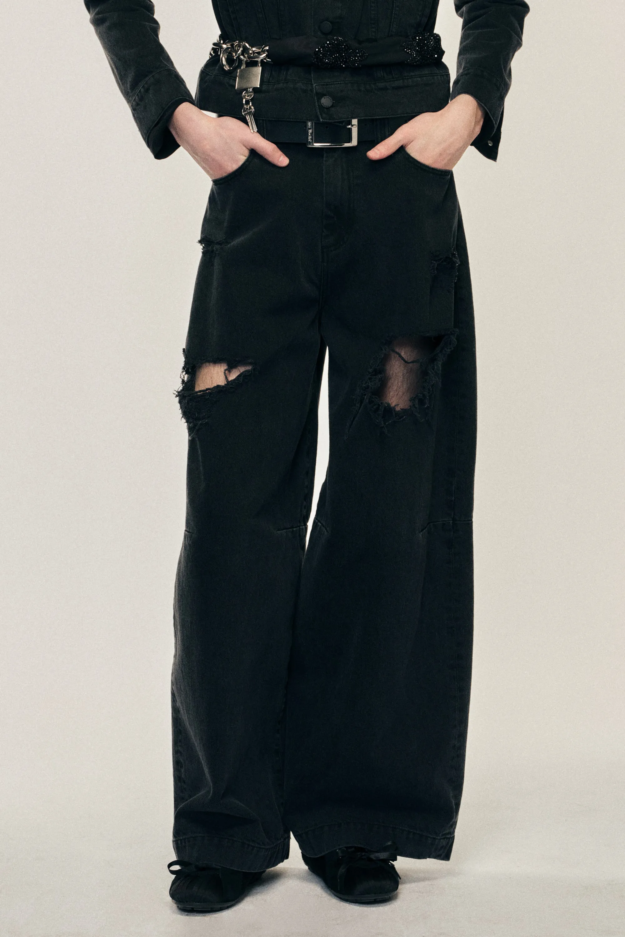 Embellished Wide Leg Puddle Jeans sold by Simone Rocha product image thumbnail 3