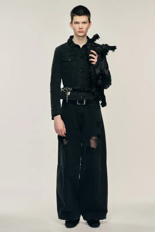 Embellished Wide Leg Puddle Jeans sold by Simone Rocha