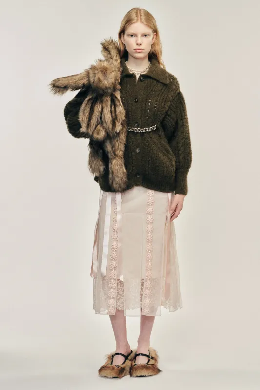 Sculpted Chunky Knit Chain Detail Cardigan sold by Simone Rocha