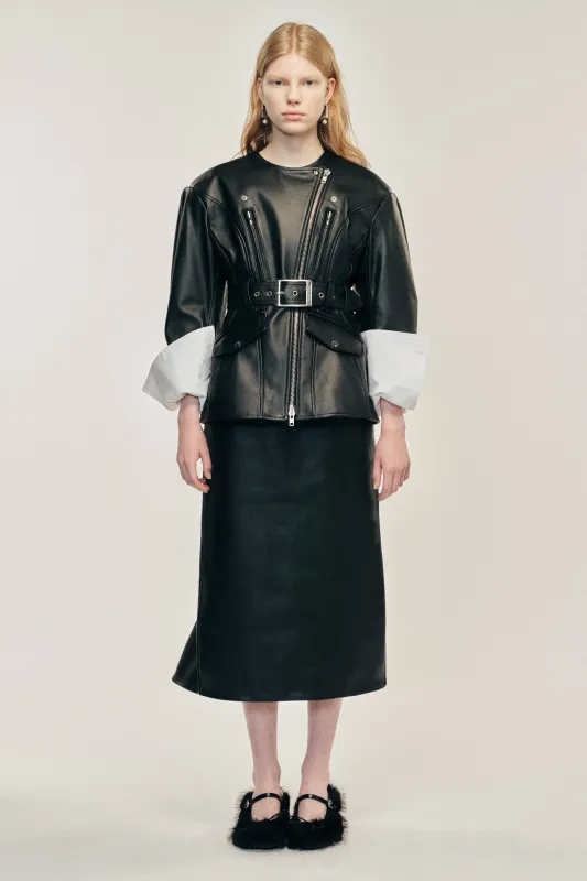 Sculpted Belt Detail Biker Jacket made by Simone Rocha