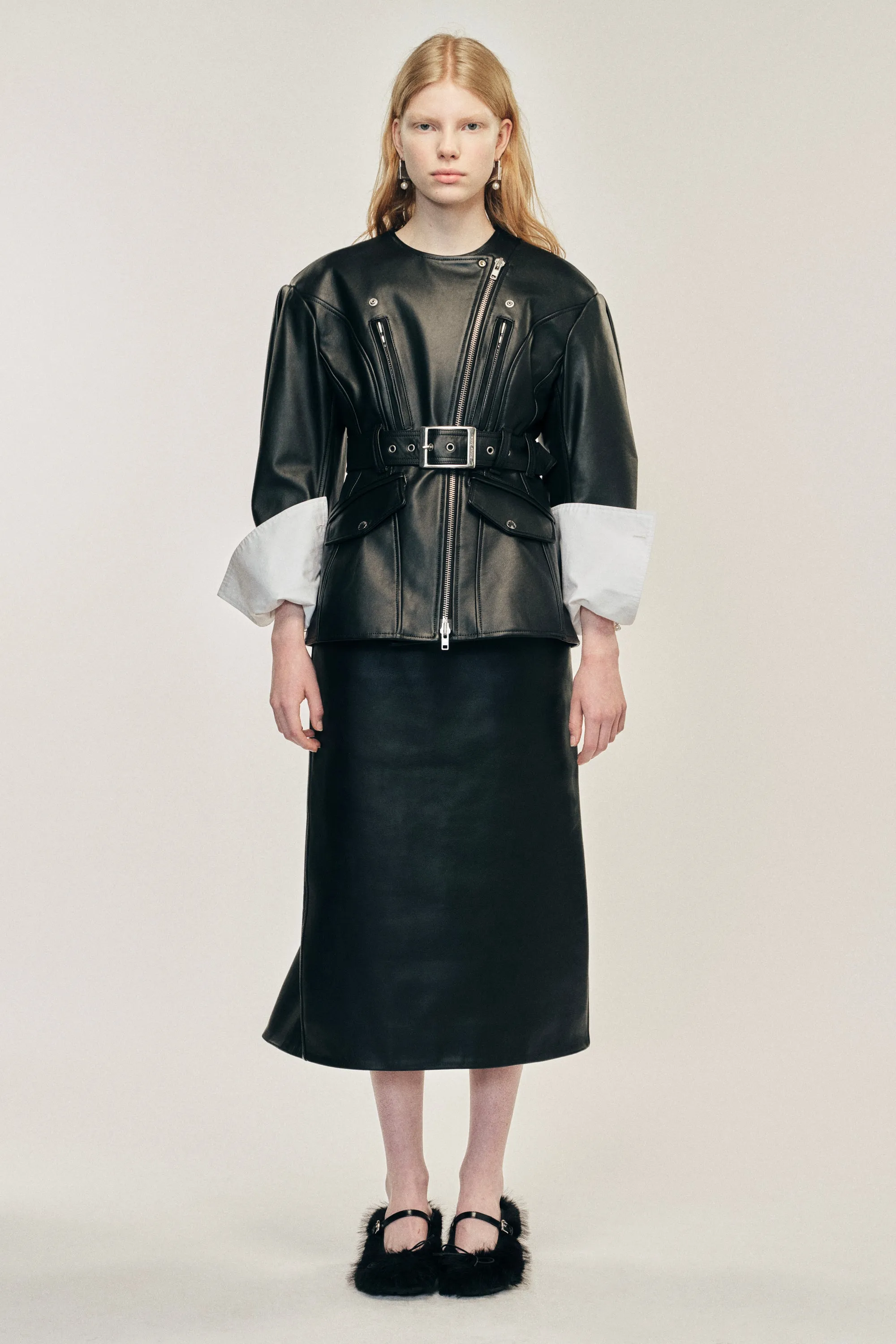 Sculpted Belt Detail Biker Jacket sold by Simone Rocha