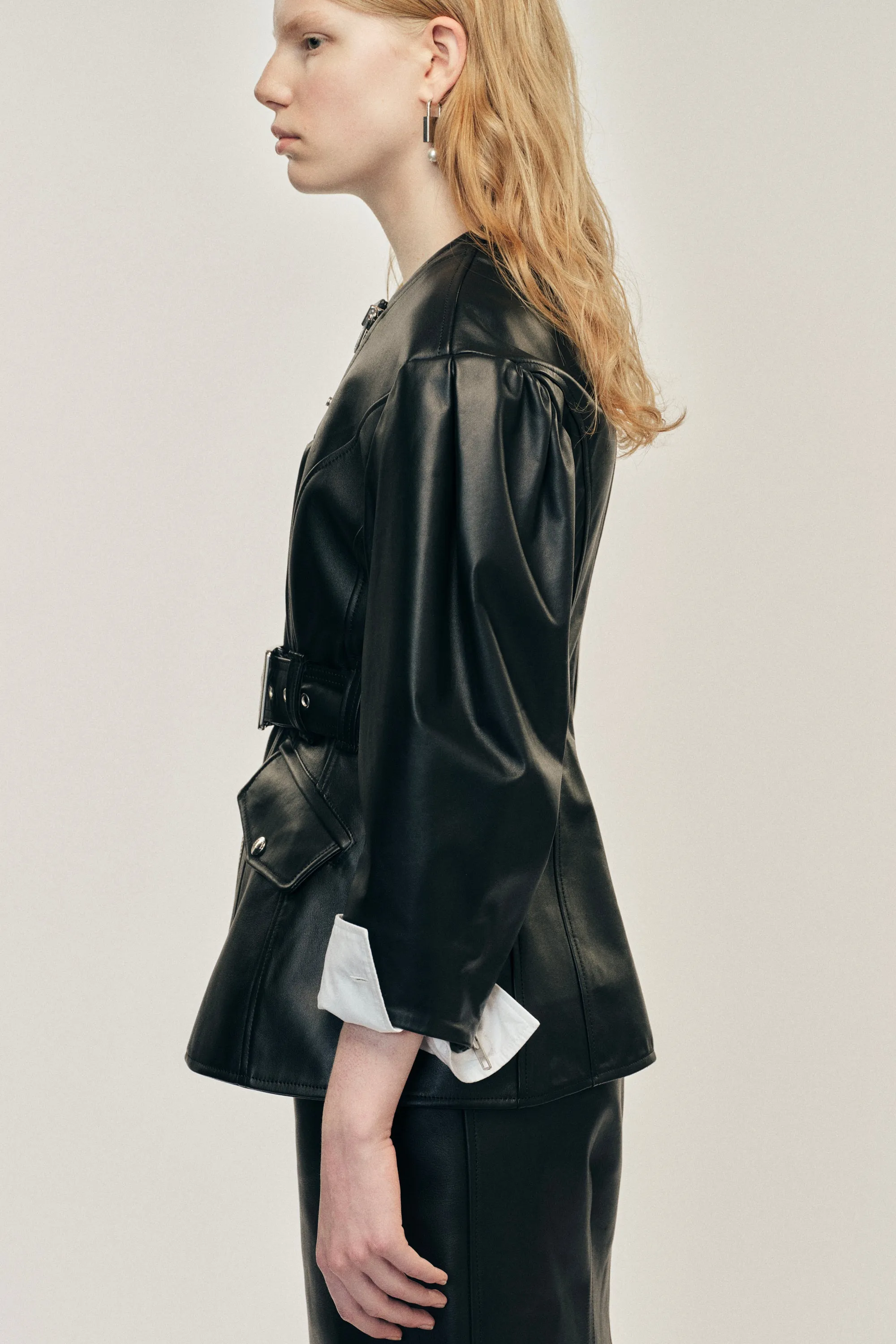 Sculpted Belt Detail Biker Jacket sold by Simone Rocha product image thumbnail 4