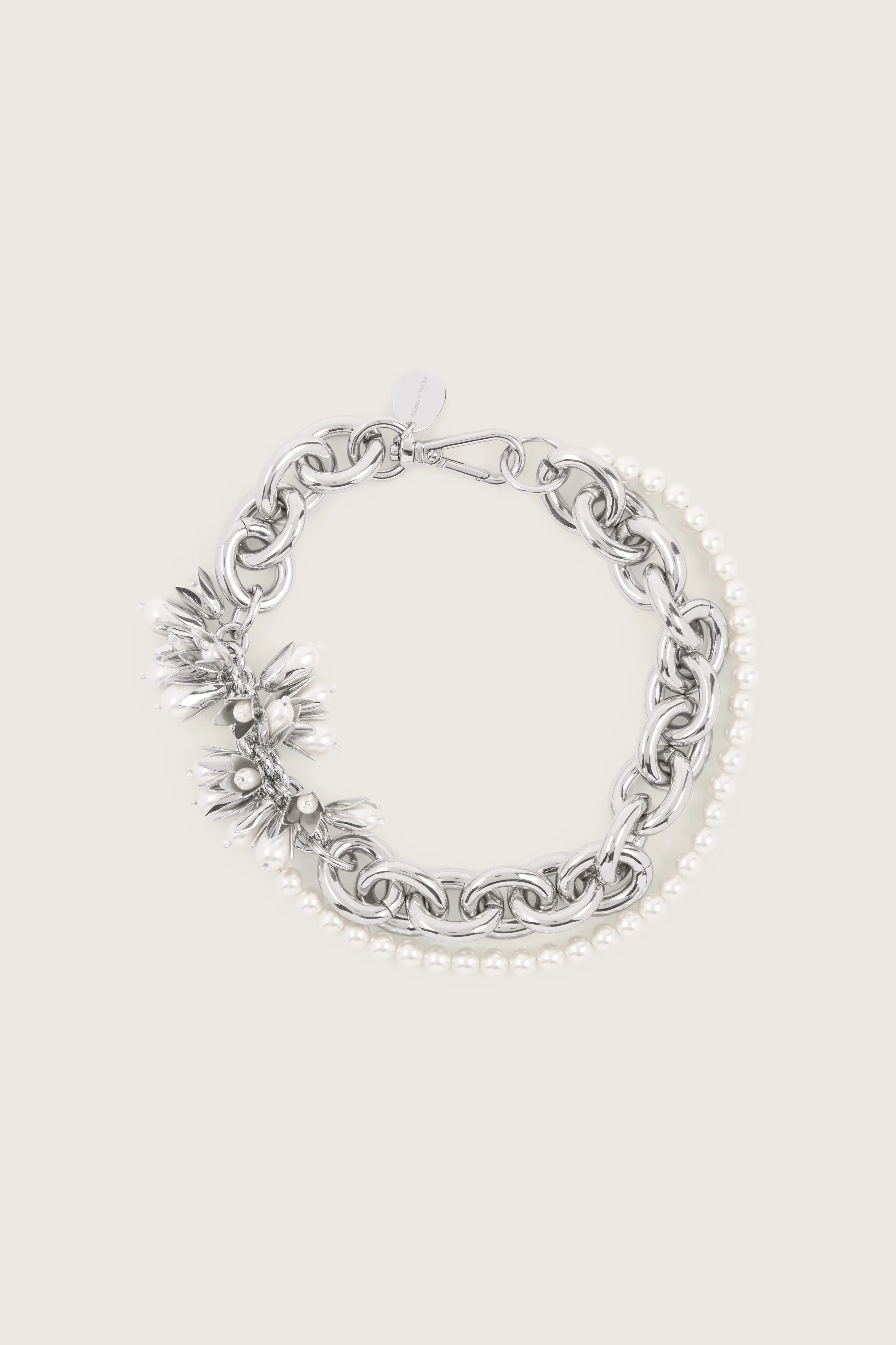 Encased Pearl Flower Cluster Chain Necklace sold by Simone Rocha
