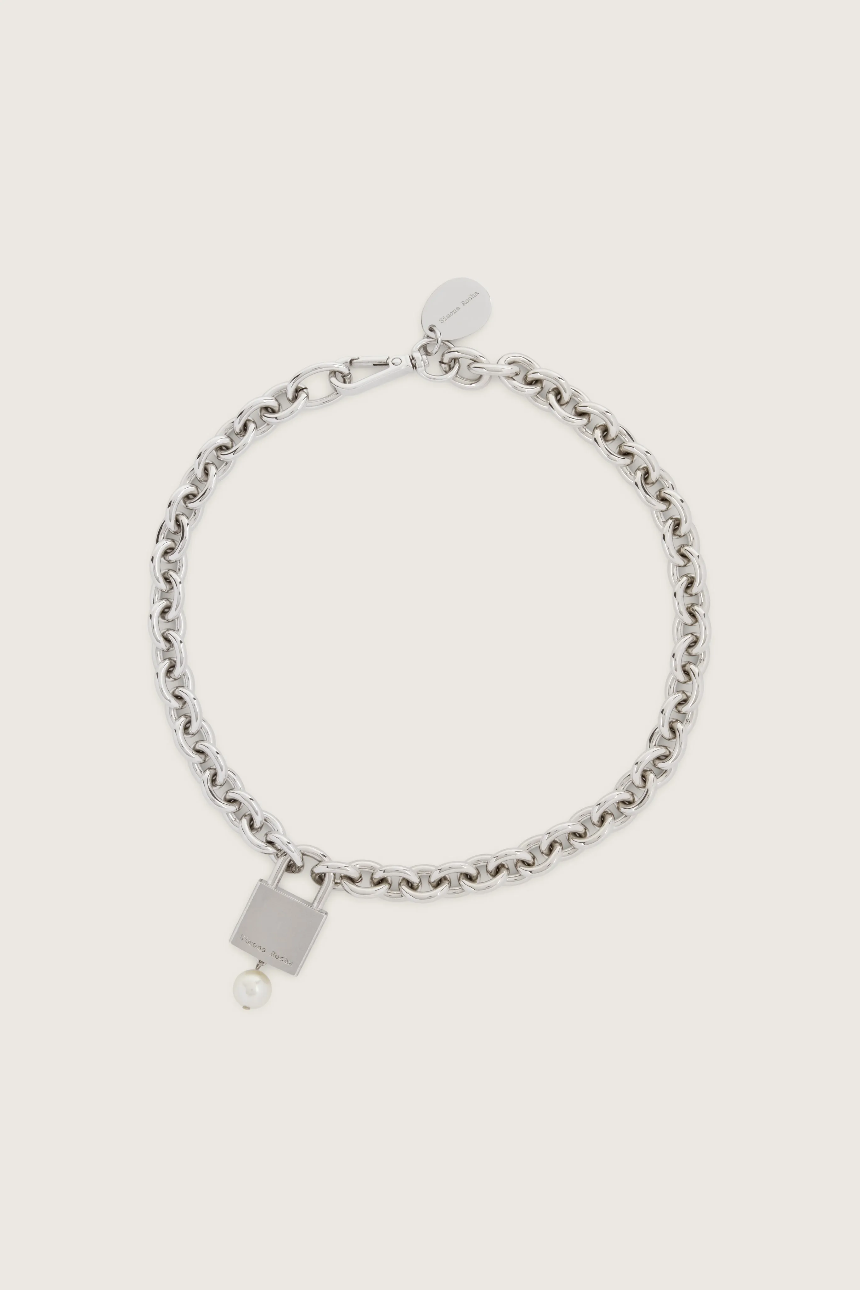 Pearl Padlock Chain Necklace sold by Simone Rocha