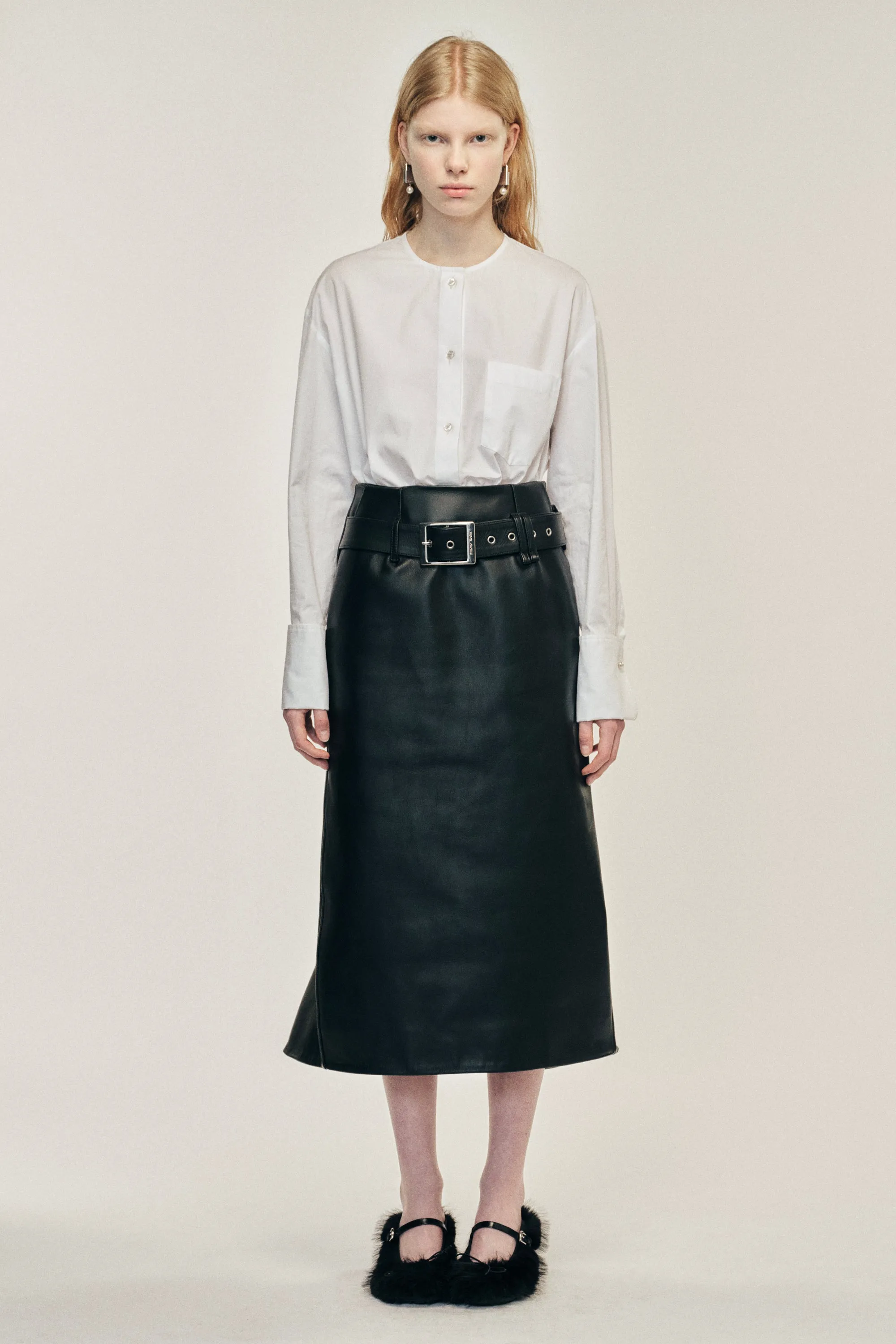 Multi Belt Loop Kick Back Skirt sold by Simone Rocha