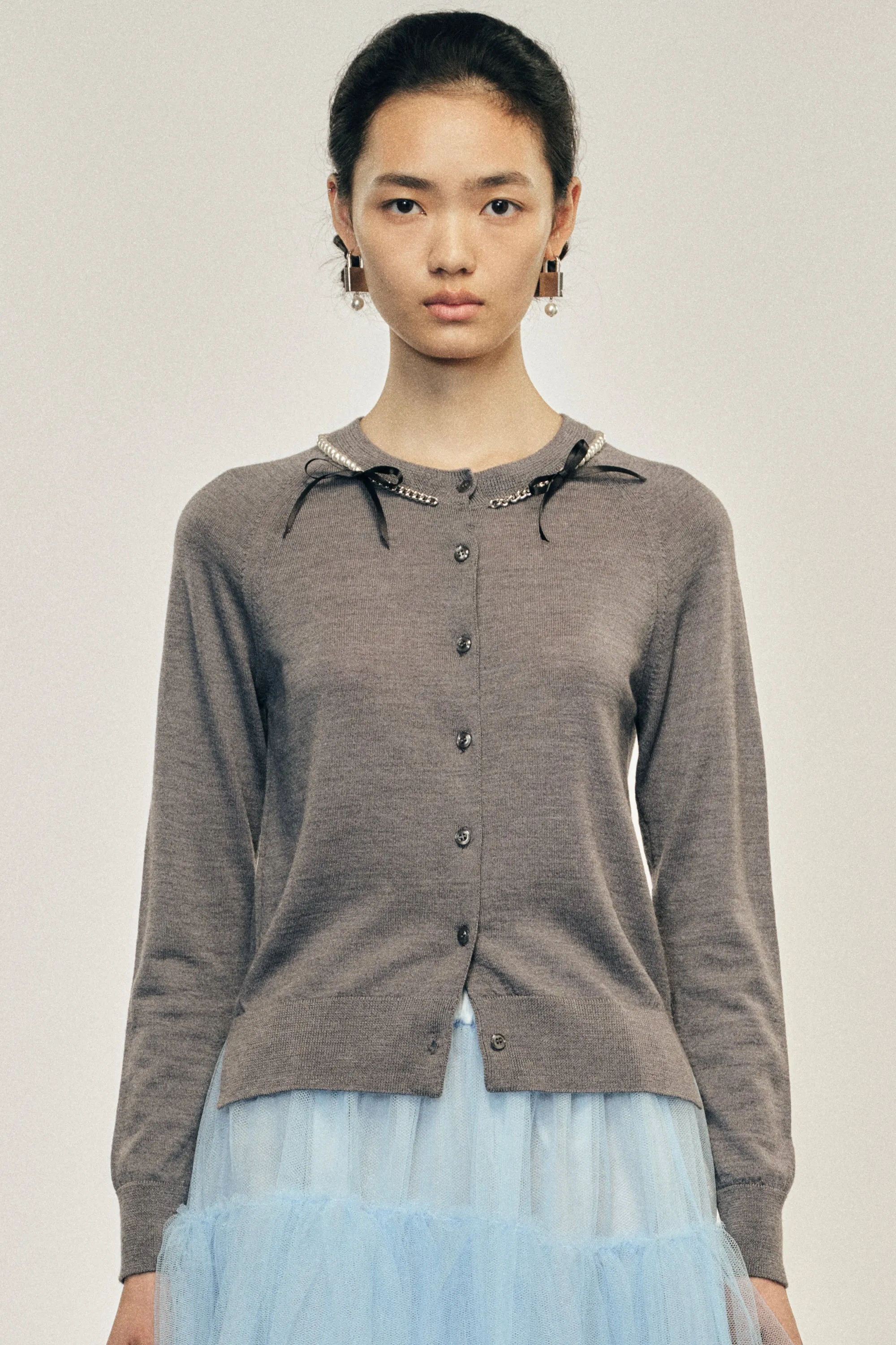 Pearl & Chain Bow Cardigan sold by Simone Rocha
