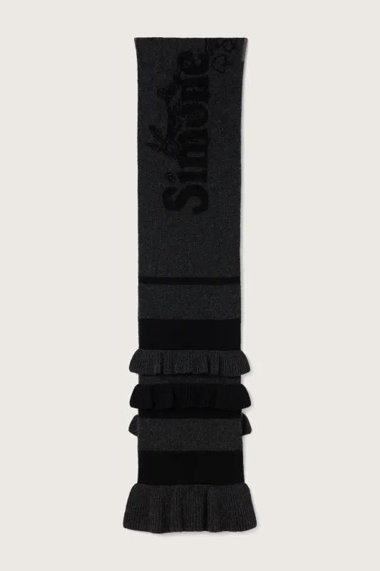 Ruffle Graphic Logo Knit Scarf sold by Simone Rocha