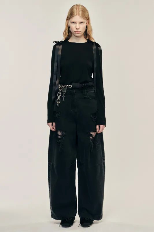 Embellished Wide Leg Puddle Jeans sold by Simone Rocha