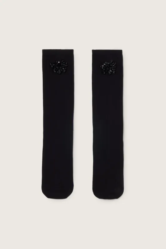 Beaded Flower Cluster Socks made by Simone Rocha