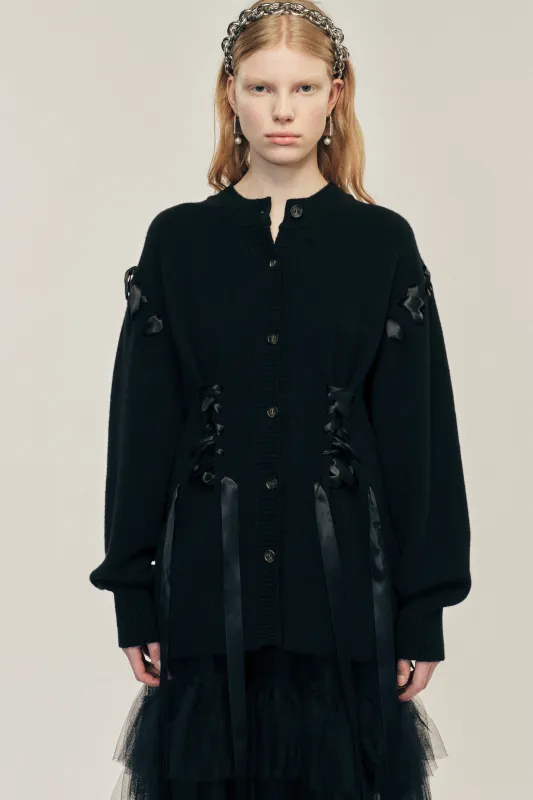 Sculpted Ribbon Corset Cardigan made by Simone Rocha